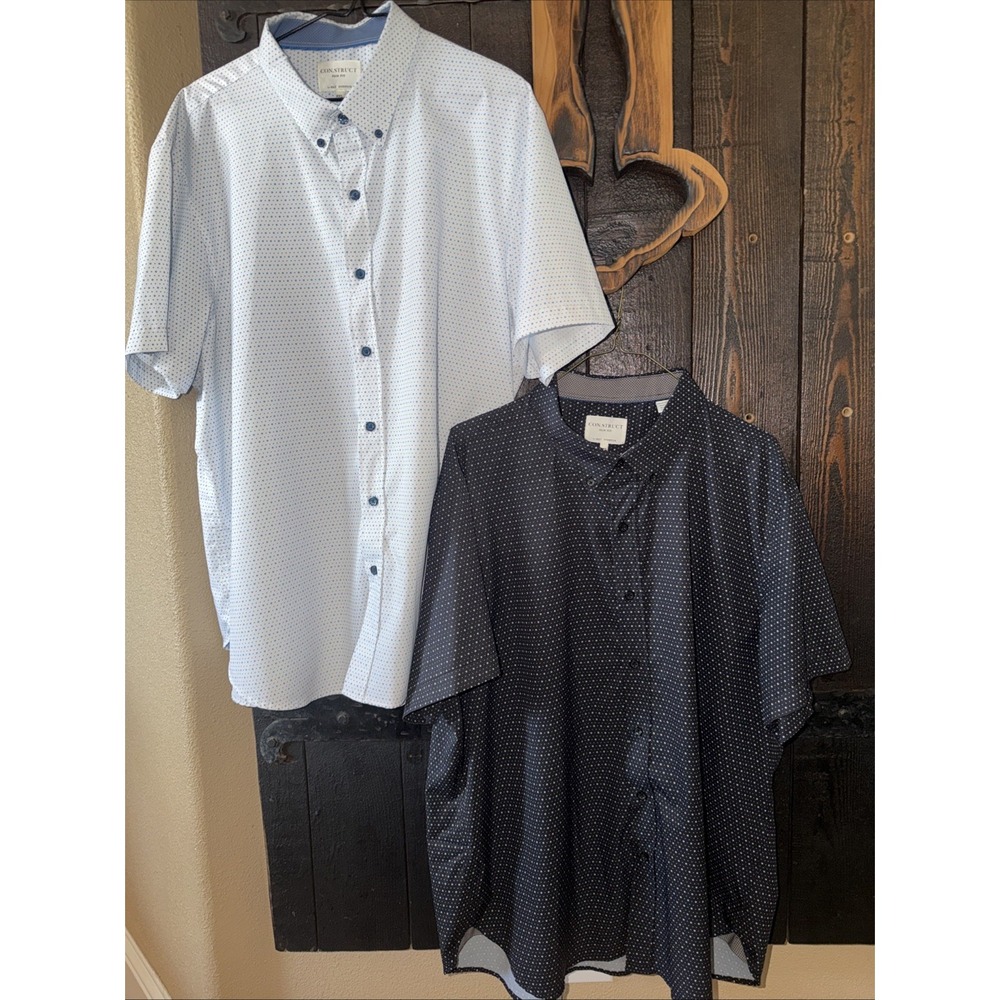 construct slim fit 4 way stretch Mens Size XXL Lot Of 2 Collared Button Ups